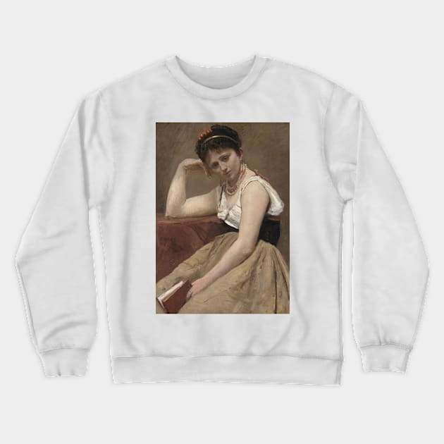 Interrupted Reading by Jean-Baptiste-Camille Corot Crewneck Sweatshirt by Classic Art Stall